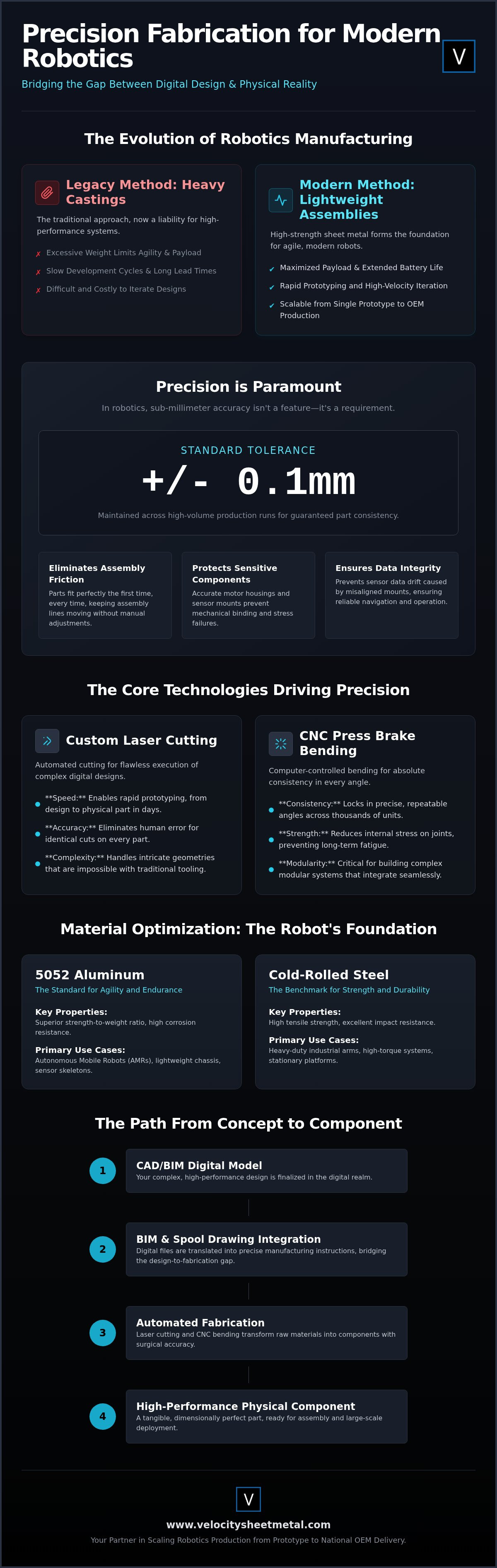 Precision Sheet Metal Fabrication for 2026 Robotics infographic